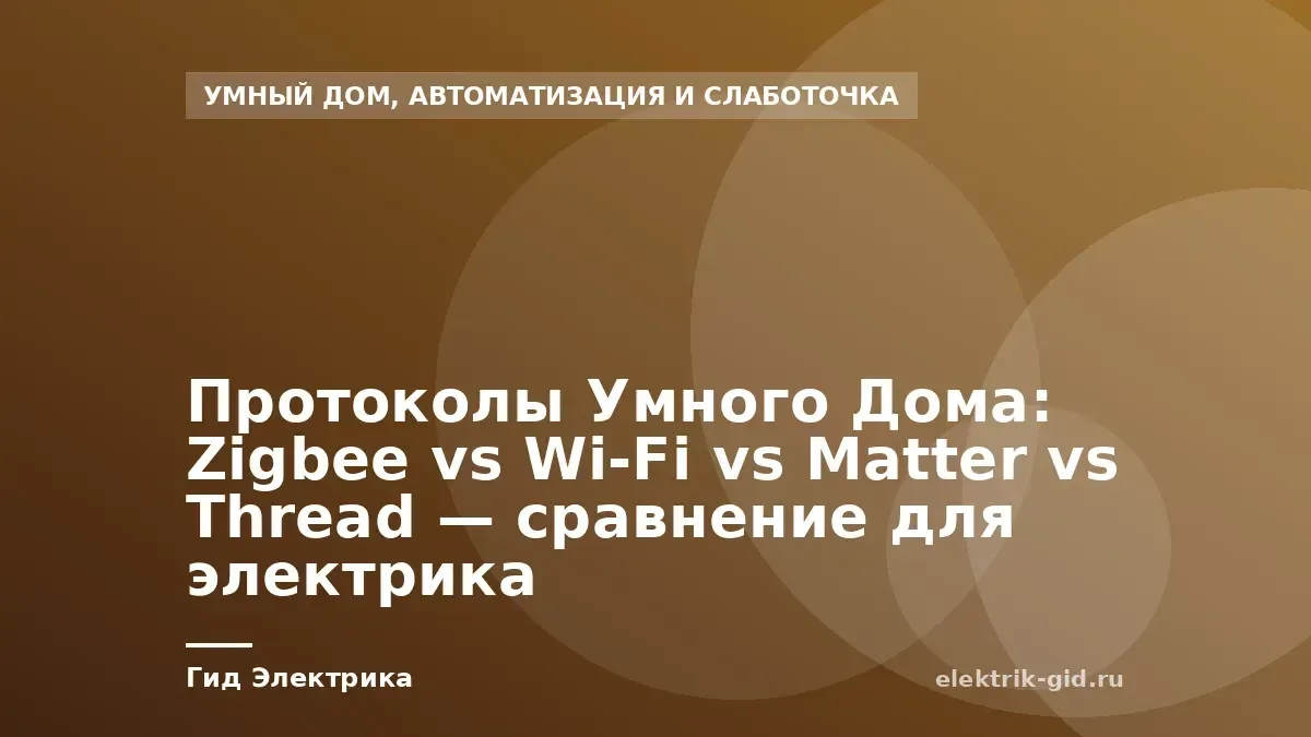 Протоколы Умного Дома: Zigbee vs Wi-Fi vs Matter vs Thread — сравнение для электрика
